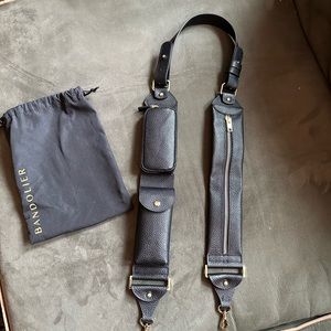 Bandolier Billie Black Gold Utility Phone Strap Leather